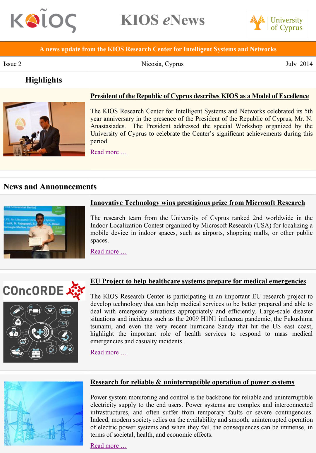 KIOS eNews, Issue 2