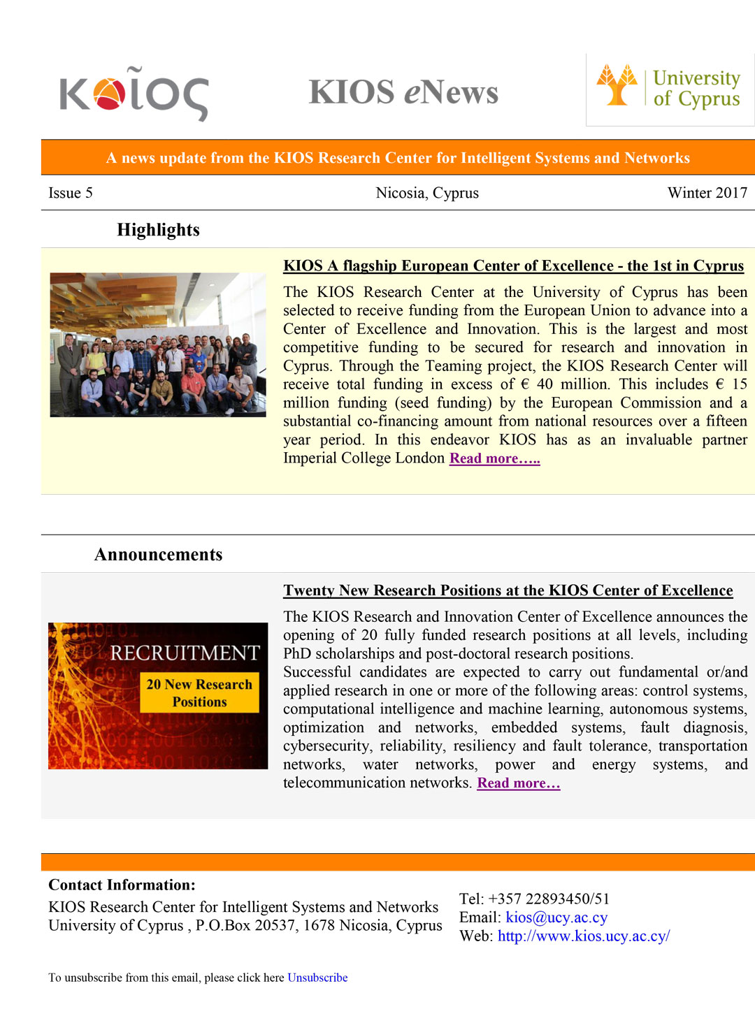 KIOS eNews, Issue 5